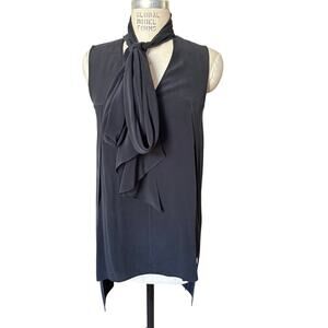 SportMax Tie Neck Sleeveless Silk Blouse Size Medium